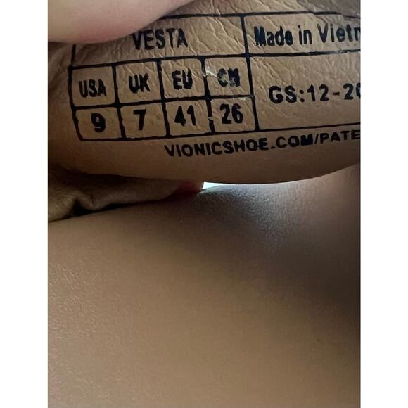 Vionic Vesta Pebbled Tan Leather CrissCross Slide On Comfort Platform Sandals 9 - Picture 9 of 11